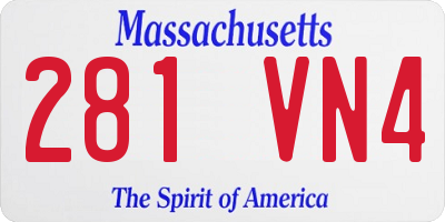 MA license plate 281VN4