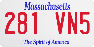 MA license plate 281VN5