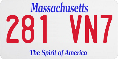 MA license plate 281VN7