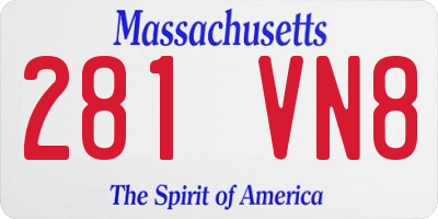 MA license plate 281VN8