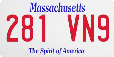MA license plate 281VN9