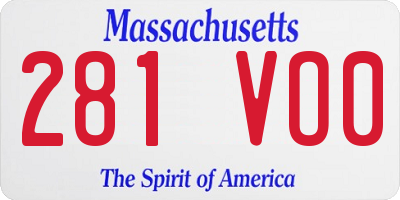 MA license plate 281VO0