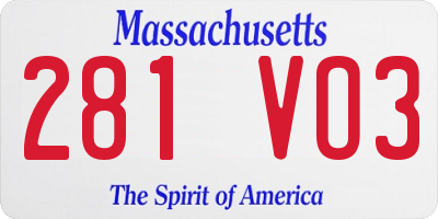 MA license plate 281VO3