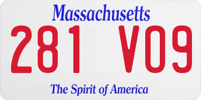 MA license plate 281VO9