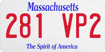 MA license plate 281VP2