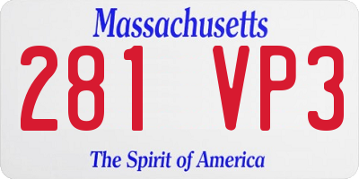 MA license plate 281VP3