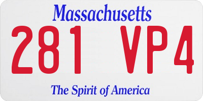 MA license plate 281VP4