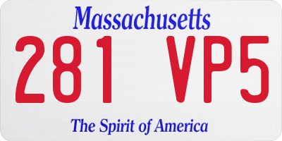 MA license plate 281VP5