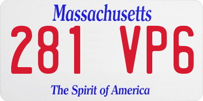 MA license plate 281VP6