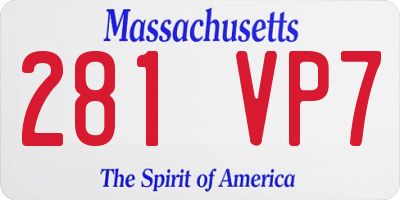 MA license plate 281VP7