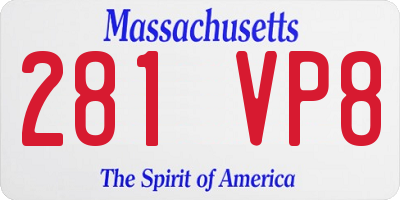 MA license plate 281VP8