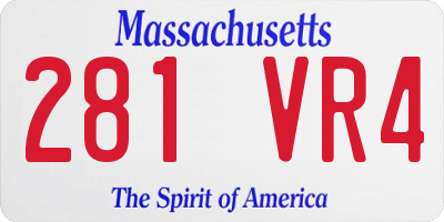 MA license plate 281VR4