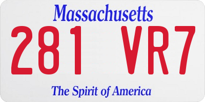 MA license plate 281VR7