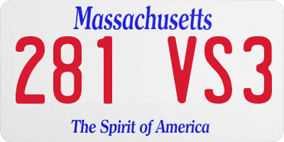 MA license plate 281VS3