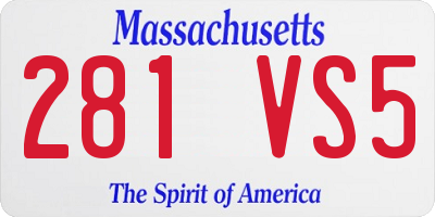 MA license plate 281VS5