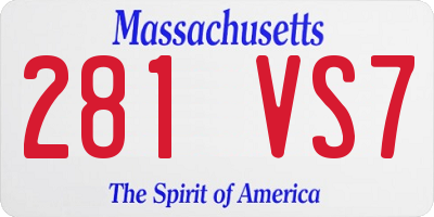 MA license plate 281VS7