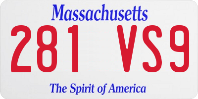 MA license plate 281VS9