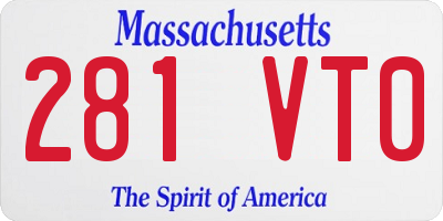 MA license plate 281VT0