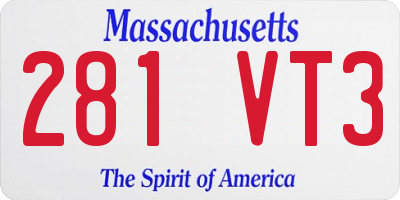 MA license plate 281VT3