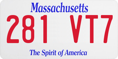 MA license plate 281VT7