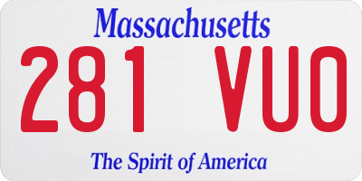 MA license plate 281VU0