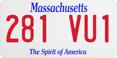 MA license plate 281VU1