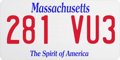 MA license plate 281VU3