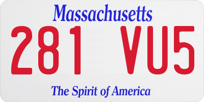 MA license plate 281VU5