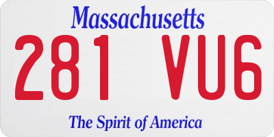 MA license plate 281VU6
