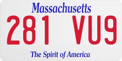 MA license plate 281VU9