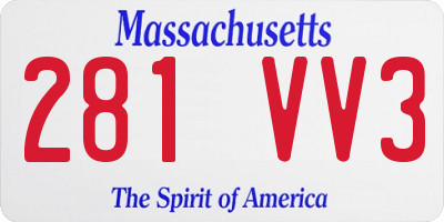 MA license plate 281VV3