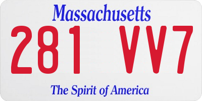 MA license plate 281VV7