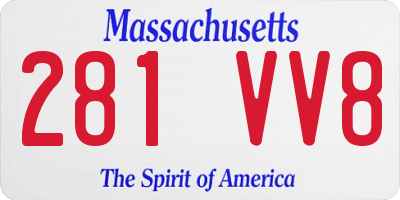 MA license plate 281VV8
