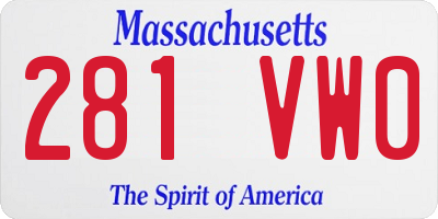 MA license plate 281VW0