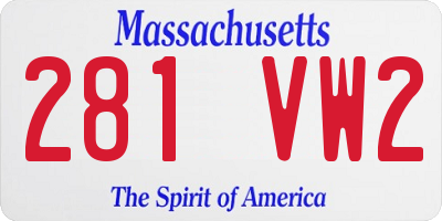 MA license plate 281VW2