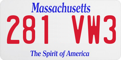 MA license plate 281VW3