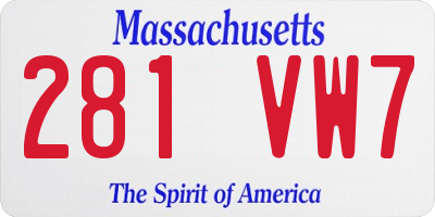 MA license plate 281VW7