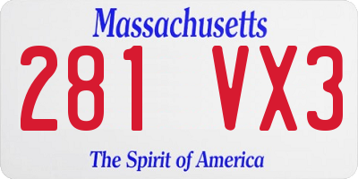 MA license plate 281VX3