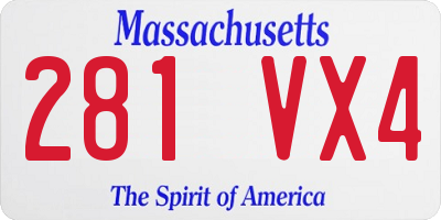 MA license plate 281VX4