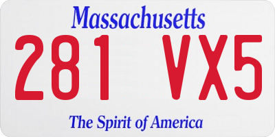 MA license plate 281VX5