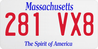 MA license plate 281VX8
