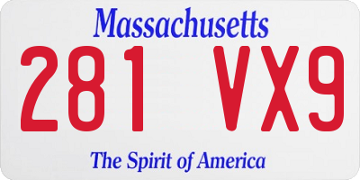 MA license plate 281VX9