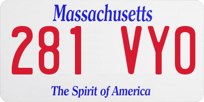 MA license plate 281VY0