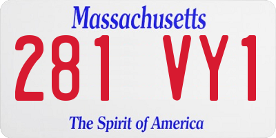 MA license plate 281VY1