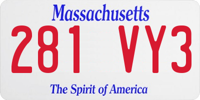 MA license plate 281VY3