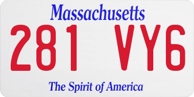 MA license plate 281VY6