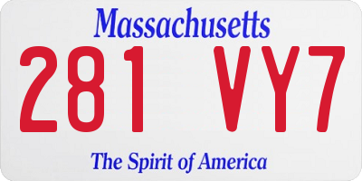 MA license plate 281VY7