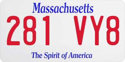 MA license plate 281VY8