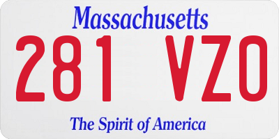 MA license plate 281VZ0