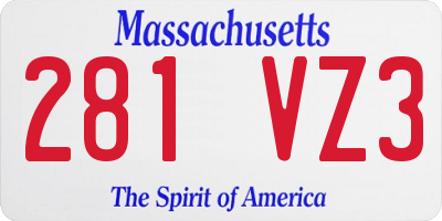 MA license plate 281VZ3